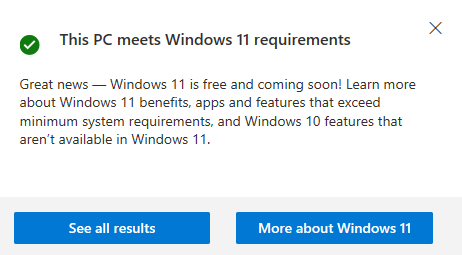 PC Health Check positive result