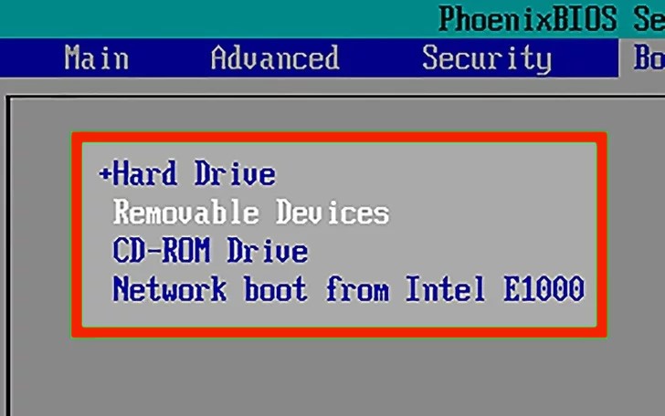 A close up of the Boot manager screen, with removable Device USB selected