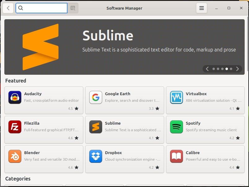 Linux Mint Software Manager window